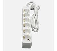Alargadera florey cable 1,5m 3gx1,5mm2, 6enchufes blanco 4x4x29cm