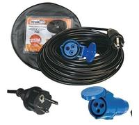 Alargador Corriente 25m CEE17 Hembra a Schuko Macho Bolsa CEE Cetac Cable Camper