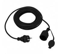 Alargador Eléctrico Exterior 15m IP44 3×1,5mm² 2000W Negro - Cable de Extensión Impermeable con Enchufe Uni-Schuko y Toma Schuko Tipo F con Tapa - Alargador para Jardín, Cortacésped - Horoz Electric