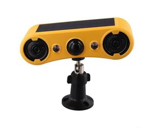 Alarma con detector de movimiento solar con 13 sonidos de animales, IP55 a prueba de agua, 4 modos de luz de flash azul, sensor infrarrojo para granero de jardín, disuasión de animales y ratones