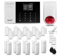 Alarma para casa con Sirena Exterior WiFi + gsm | Kit de Alarma inalámbrico con 9 sensores PIR de Movimiento y 9 sensores de Puerta/Ventana | App Tuya con Aviso al móvil | HUXGO® HXA005