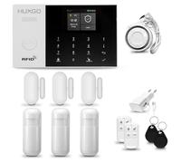 Alarma para casa con Sirena WiFi + gsm | Kit de Alarma para hogar con 3 sensores PIR de Movimiento y 3 sensores de Puerta/Ventana | App Tuya con Aviso al móvil | HUXGO® HXA005