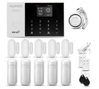 Alarma para casa con Sirena WiFi + gsm | Kit de Alarma para hogar con 5 sensores PIR de Movimiento y 5 sensores de Puerta/Ventana | App Tuya con Aviso al móvil | HUXGO® HXA005
