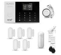 Alarmas para casa hogar WiFi + gsm con Sirena | Kit de Alarma inalámbrico con 1 Sensor de Movimiento y 5 alarmas de Puerta/Ventana | Alarma Tuya Smart Life | HUXGO® HXA005