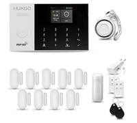 Alarmas para casa hogar WiFi + gsm con Sirena | Kit de Alarma inalámbrico con 1 Sensor de Movimiento y 9 alarmas de Puerta/Ventana | Alarma Tuya Smart Life | HUXGO® HXA005