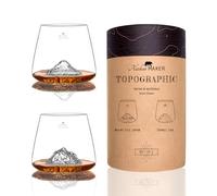 Alaskan MAKER Juego de 2 vasos TOPOGRAPHIC para Whisky o Licores Copa cristalina soplada a mano con las montañas en relieve I vaso de cata Tulipán de 350ml (Monte Fuji & Denali)