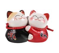 Alasum Hucha Maneki Neko: Hucha Japonesa con Forma de Gato - Figura de cerámica de Gato de - Caja de ahorros de 10,5 cm - Estatua Decorativa China Feng Shui para la Buena Suerte y la Prosperidad