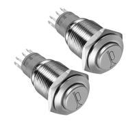 Alasum Interruptor Pulsador Metálico Pack de 2 Unidades para Coche de 16mm Mini Interruptores Redondos Versátiles y Bocina para Modificaciones Automotrices