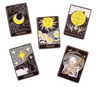 Alasum Set de 5 Pins de Cartas del Tarot en Aleación, Pines de Solapa Creativos y Seguros para Ropa, Ideales para Decoración y Cualquier Ocasión