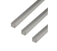 Alberts 498375 Perfil en U, aluminio, color plateado anodizado, 1000 x 20 x 20 mm, juego de 3 unidades
