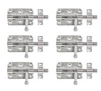 Alberts 842536 Cerradura de perno | con mango redondo y lazo fijo | galvanizado | pasivado de capa gruesa | placa 99 x 68 mm | perno de 15 mm | longitud total 140 mm | juego de 6