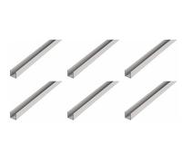 Alberts Juego de 6 perfiles en U, aluminio, natural, 1000 x 8 x 8 mm