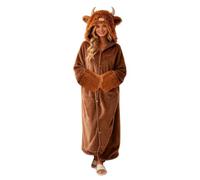 Albornoz genérico para mujer, 2026, con capucha, forro polar, capa poncho, cálido, mullido, para casa de salón, marrón, Talla única
