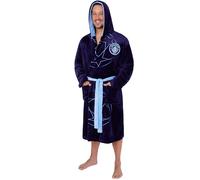 Albornoz Manchester City FC para hombres y adolescentes, bata con capucha de forro polar suave, ropa de descanso de la Liga de Campeones de fútbol, regalos para él, azul marino, M