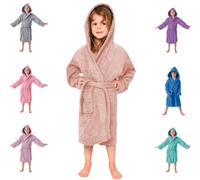 Albornoz Niños, Niñas y Adolescentes de 100% Algodón Natural, con Capucha y Bolsillos Peach Size 14/16 years
