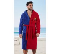 Albornoz Oficial del FC Barcelona Adulto 100% Algodón Rizo - Suave y Absorbente - Ideal para Niños y Adultos - Incluye cinturón y bolsillos - Regalo perfecto para seguidores del club -Asditex Textiles