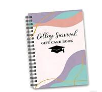 Álbum de tarjetas de supervivencia universitaria de 5 x 7 pulgadas, encuadernado en espiral con 24 páginas extraíbles para cartas, dinero en efectivo y recuerdos de graduación, cubierta pastel para