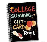 Álbum de tarjetas de supervivencia universitaria de 5 x 7 pulgadas, encuadernado en espiral con 24 páginas extraíbles para cartas, dinero en efectivo y recuerdos de graduación, cubierta pastel para