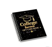 Álbum de tarjetas de supervivencia universitaria de 5 x 7 pulgadas, encuadernado en espiral con 24 páginas extraíbles para cartas, dinero en efectivo y recuerdos de graduación, cubierta pastel para
