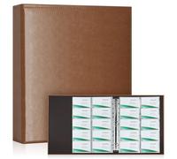 Álbum Organizador de Tarjetas Visita 600 Unidades MARRÓN - 30 Páginas Recargables, Carpeta A4 Anillas, Carga Lateral, Cuero PU Premium | Oficina Profesional