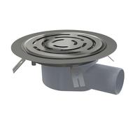 Alca - Desagüe de suelo DN 50 con brida de acero inoxidable para vinilo, tapón antiolores combinado SMART, acero inoxidable/plástico APV3513