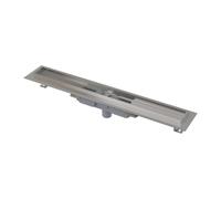 Alca - Plato de ducha Professional Low 95 cm, con borde para rejilla,desagüe vertical, acero inoxidable APZ1106-950