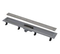 Alca - Plato de ducha Simple 95 cm, con borde de acero inoxidable, con rejilla, alfombrilla de acero inoxidable APZ18-950M