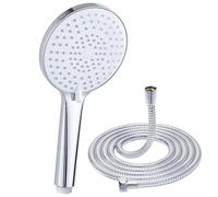 Alcachofa de ducha con manguera de 1,6 m, alcachofa de mano con 3 tipos de chorro, ducha redonda (120 mm), cabezal de ducha de alta presión, cabezal de ducha de ahorro de agua, cromado