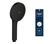 Alcachofa de Ducha GROHE Vitalio Joy+ 120, 3 chorros: Lluvia, Jet, Booster (Ø120mm, ahorro 7,9 l/min, antiquemaduras, montaje universal), Negro Mate, 1348642430