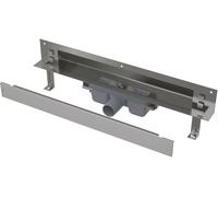 Alcadrain APZ5-SHADE: Sistema de desagüe para empotrar en la pared, con cubierta de acero inoxidable cepillado, luz LED verde, 1050 mm