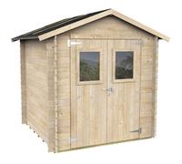 Alce Hobby 198x198 - Caseta de jardín de madera - Con ventanas y puerta de doble hoja - 198x198x215 cm