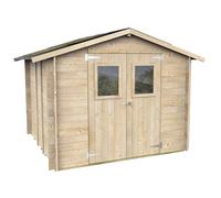 Alce Hobby 248x248 - Caseta de jardín de madera - Con ventanas y puerta de doble hoja - 248x248x217 cm