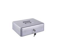 Alco-Albert 843-36 - Caja de dinero con cerradura, 310 x 225 x 75 mm, caja de dinero con compartimento para monedas, 2 llaves, plateada