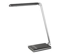 ALCO-Albert 9211 - Lámpara de escritorio LED con pie, regulable en 3 niveles, plateada/negra, 12 LED, 6 W