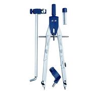 Alco-Albert - Compás de ajuste rápido de 170 mm, color plateado | Compás de precisión con husillo de rueda central, pinzas de extensión y máx. 38 cm de diámetro, en estuche