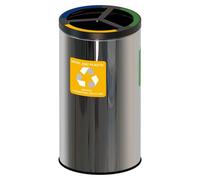 Alda Papelera de Reciclaje Redonda Acero 3x25l - Amarillo - Azul - Verde