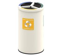 Alda Papelera de Reciclaje Redonda Blanca 3x25l - Amarillo - Azul - Verde
