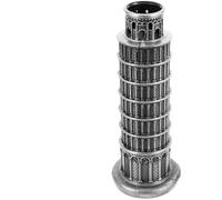 Aleación de Zinc Modelo Torre Inclinada de Pisa Plata | Adorno Compacto para Oficina y Recepción, Acabado Clásico Vintage, Adecuado en Mesas y Arreglos