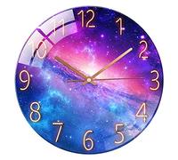 ALEENFOON Relojes de Pared de Vidrio Silencioso Modernos para Salon Cocina 30 cm, Sin Marco Interior Reloj Colgante Pared (Cielo Estrellado)