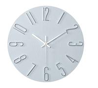 ALEENFOON Relojes de Pared Originales Silencioso Modernos para Salon Cocina 30 cm, 3D Número Sin Marco Grano de Madera Interior Reloj Colgante Pared (Plata)