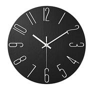 ALEENFOON Relojes de Pared Originales Silencioso Modernos para Salon Cocina 30 cm, 3D Número Sin Marco Grano de Madera Interior Reloj Colgante Pared (Negro)