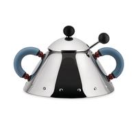 Alessi Azucarero 9097, con cuchara, plata / azul, Alessi,