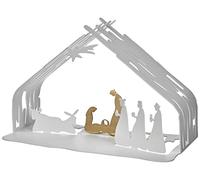 Alessi Bark Crib BM09 W Belén de Diseño con Detalles Dorados, Resina y Acero Inoxidable, Blanco
