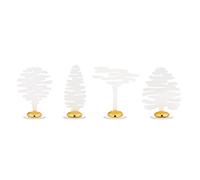Alessi Juego de 4 tarjetas de lugar Barkplace BM18S4 W Árbol acero resina epoxi porcelana blanco