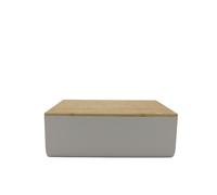 Alessi Caja para pan Mattina BG03 WG – 34 cm, acero y madera de bambú – Gris cálido