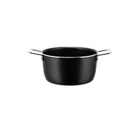 Alessi - Cacerola con Dos Mangos en Aluminio con Revestimiento Antiadherente, Mango en Acero Inoxidable 18/10, Fondo en Acero magnético para la cocción por inducción, Negro