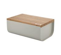 Alessi Caja para pan Mattina BG03 WG – 34 cm, acero y madera de bambú – Gris cálido