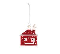 Alessi Cubetta GJ02 17 - Decoración Navideña Que Representa una Festiva Cabaña Nevada, Vidrio Soplado a Boca Dentro de un Molde y Decorado a Mano