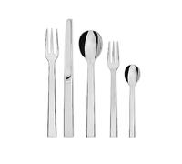 Alessi DC05S5 Santiago - Juego de cubiertos compuesto por una cuchara de mesa, un tenedor de mesa, un cuchillo de mesa, un tenedor de postre, una cuchara de té en acero inoxidable 18/10.