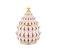 Alessi Delight NZ02 - Recipiente para Galletas Navideñas, en Porcelana, Rojo, Blanco y Dorado